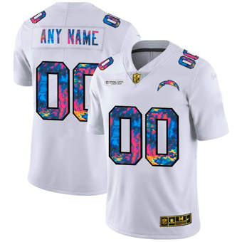 Men's Los Angeles Chargers White NFL 2020 Customize Crucial Catch Limited Stitched Jersey
